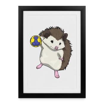 Hérisson Handballeur Handball Handball - Affiche encadrée (27 × 37 cm) - noir - Devant