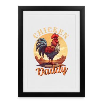 Gallois royal avec tête de coq - Affiche encadrée (27 × 37 cm) - noir - Devant