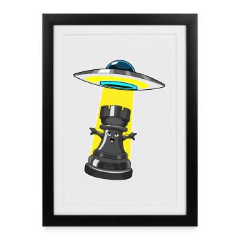 Échecs de la tour de la tour de la pièce de vaisseau spatial - Affiche encadrée (27 × 37 cm) - noir - Devant