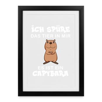 Capybara Wasserschwein Capybaras - Gerahmtes Poster (27 × 37 cm) - Schwarz - Vorne