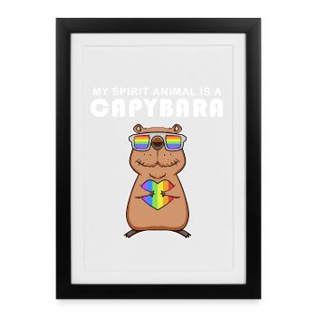 Capybara Wasserschwein Capybaras - Affiche encadrée (27 × 37 cm) - noir - Devant
