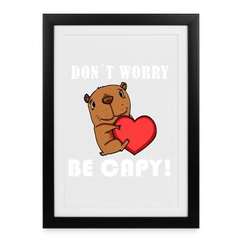 Capybara Wasserschwein Capybaras - Affiche encadrée (27 × 37 cm) - noir - Devant