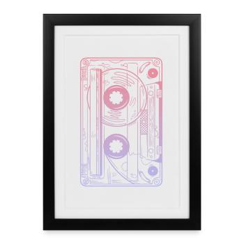 Cassette 90s Party 80s Retro Music Tape - Affiche encadrée (27 × 37 cm) - noir - Devant