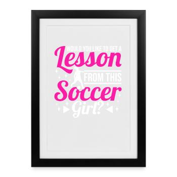 Fille de football - Affiche encadrée (27 × 37 cm) - noir - Devant
