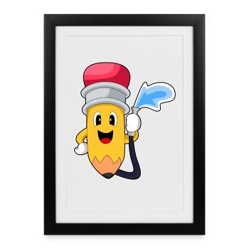 Pompiers Crayons Brigade - Affiche encadrée (27 × 37 cm) - noir - Devant