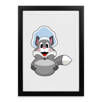 Cat Cook Cooking Pot Cooking - Framed poster (27 × 37 cm) - black - Front