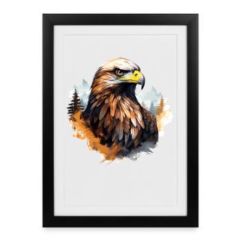 Golden Eagle Eagle Falconer Hunter Wilderness White-tailed Eagle - Framed poster (27 × 37 cm) - black - Front