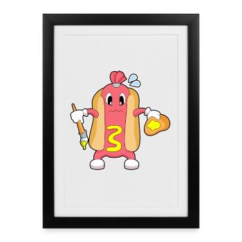 Hotdog Painter Brush Painting - Framed poster (27 × 37 cm) - black - Front