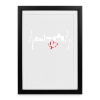 Rome Colosseum Heartbeat Roma Skyline Rome Italy - Framed poster (27 × 37 cm) - black - Front