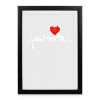 Rome Colosseum Heartbeat Roma Skyline Rome Italy - Framed poster (27 × 37 cm) - black - Front