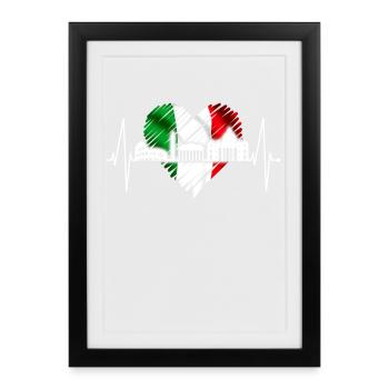 Rome Colosseum Heartbeat Roma Skyline Rome Italy - Framed poster (27 × 37 cm) - black - Front