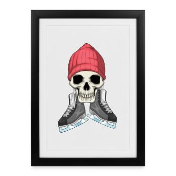 Skull Ice Skating Skates - Framed poster (27 × 37 cm) - black - Front