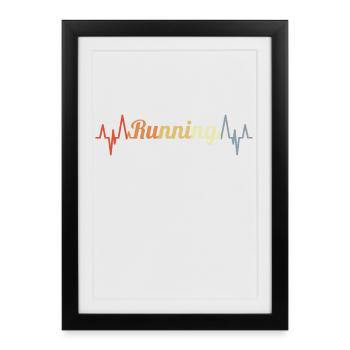 Palpitations cardiaques du coureur - Affiche encadrée (27 × 37 cm) - noir - Devant