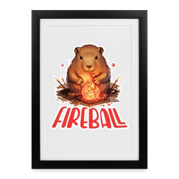 Capybara Mage – Fireball RPG Design - Framed poster (27 × 37 cm) - black - Front