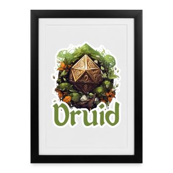 Druide avec D20 – Conception de RPG fantastique - Affiche encadrée (27 × 37 cm) - noir - Devant
