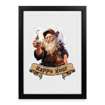 Happy Hour Dwarf with Magic Potion Role Playing Game - Framed poster (27 × 37 cm) - black - Front