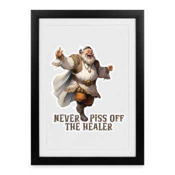Never Stop the Healer – Funny RPG Design - Framed poster (27 × 37 cm) - black - Front