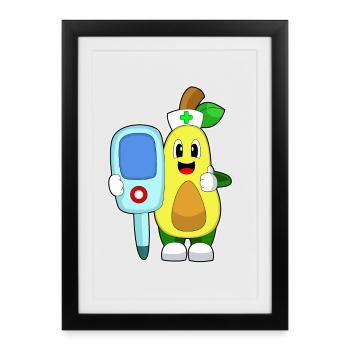 Thermomètre clinique Avocado Nurse - Affiche encadrée (27 × 37 cm) - noir - Devant