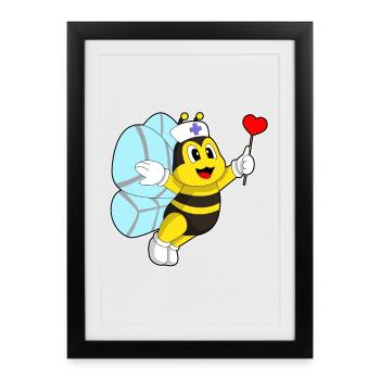 Cœur d’infirmière d’abeille - Affiche encadrée (27 × 37 cm) - noir - Devant