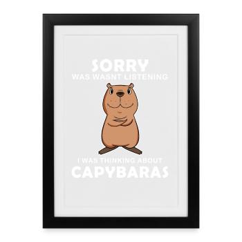 Capybara Wasserschwein Capybaras - Affiche encadrée (27 × 37 cm) - noir - Devant