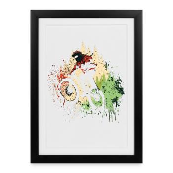 Vététiste Forest Graffiti Vintage - Affiche encadrée (27 × 37 cm) - noir - Devant