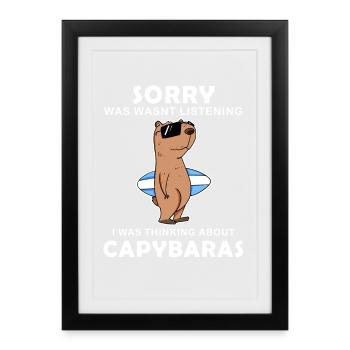 Capybara Wasserschwein Capybaras - Affiche encadrée (27 × 37 cm) - noir - Devant