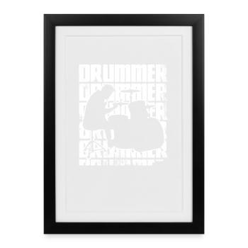 Funny drummer - Framed poster (27 × 37 cm) - black - Front
