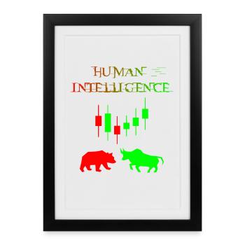 Intelligence humaine Chemise de commerce Ours et Taureau - Affiche encadrée (27 × 37 cm) - noir - Devant