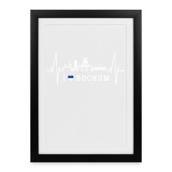 Bochum Heartbeat Bochum Skyline Accueil Ruhrpott - Affiche encadrée (27 × 37 cm) - noir - Devant