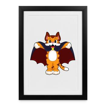 Chauve-souris d’Halloween tigre, - Affiche encadrée (27 × 37 cm) - noir - Devant