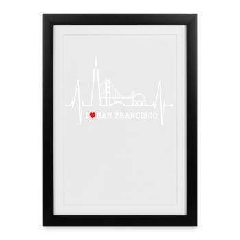 San Francisco Skyline Heartbeat California USA - Framed poster (27 × 37 cm) - black - Front