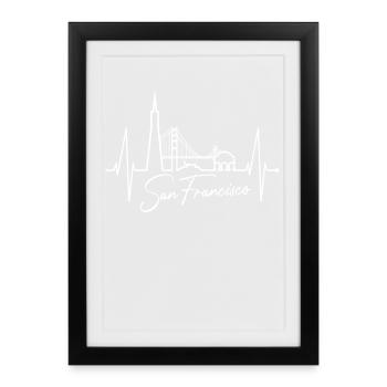 San Francisco Skyline Heartbeat California USA - Framed poster (27 × 37 cm) - black - Front