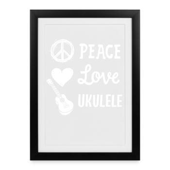 Ukulele Ukulele-Spieler - Gerahmtes Poster (27 × 37 cm) - Schwarz - Vorne