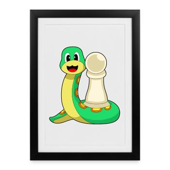 snake chess piece pawn chess - Framed poster (27 × 37 cm) - black - Front