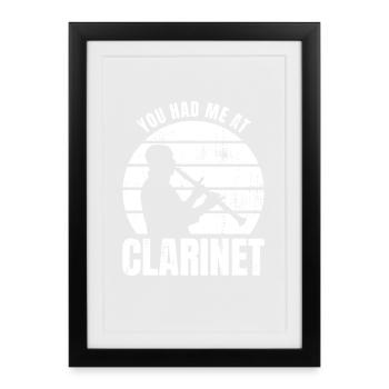Citation drôle de clarinettiste - Affiche encadrée (27 × 37 cm) - noir - Devant