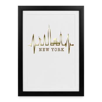 New York Skyline coeur coeur USA cadeau NY - Affiche encadrée (27 × 37 cm) - noir - Devant