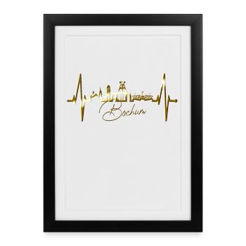 Bochum Heartbeat Bochum Skyline Accueil Ruhrpott - Affiche encadrée (27 × 37 cm) - noir - Devant