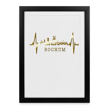 Bochum Heartbeat Bochum Skyline Accueil Ruhrpott - Affiche encadrée (27 × 37 cm) - noir - Devant