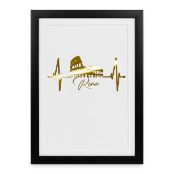 Rome Colosseum Heartbeat Roma Skyline Rome Italy - Framed poster (27 × 37 cm) - black - Front