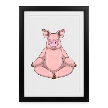 Yoga du Cochon Méditation de remise en forme - Affiche encadrée (27 × 37 cm) - noir - Devant