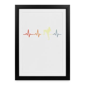 Battement de cœur de kickboxeur - Affiche encadrée (27 × 37 cm) - noir - Devant