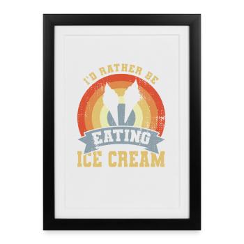Manger de la crème glacée - Affiche encadrée (27 × 37 cm) - noir - Devant