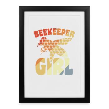 Funny beekeeper girl - Framed poster (27 × 37 cm) - black - Front