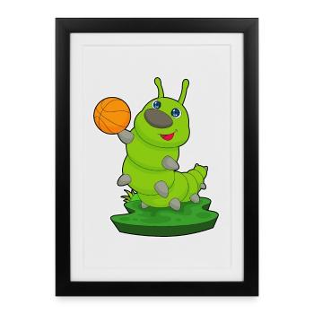 Caterpillar Basketteur Basketteur Basket-ball - Affiche encadrée (27 × 37 cm) - noir - Devant
