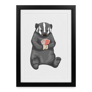 Cartes de poker Badger - Affiche encadrée (27 × 37 cm) - noir - Devant