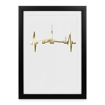Stuttgart Skyline Herzschlag Herz Stuttgarter Fan - Framed poster (27 × 37 cm) - black - Front