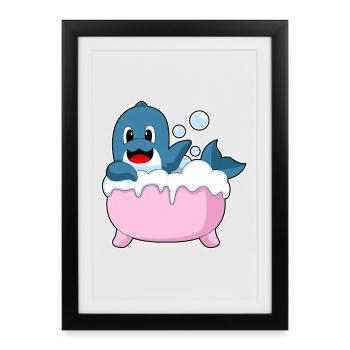 Dolphin Bathing Bathtub - Framed poster (27 × 37 cm) - black - Front