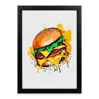 Extra Cheese Burger Cheeseburge - Framed poster (27 × 37 cm) - black - Front