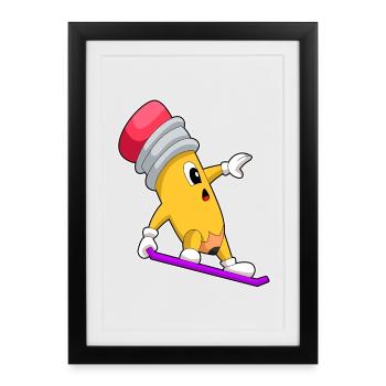 Pencil Snowboarder Snowboard - Framed poster (27 × 37 cm) - black - Front