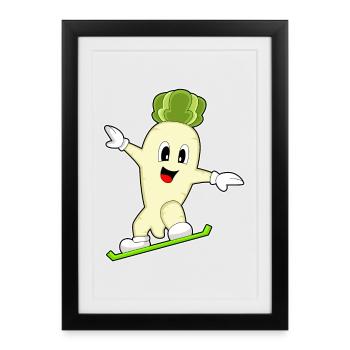 Snowboardeur radis Snowboard - Affiche encadrée (27 × 37 cm) - noir - Devant